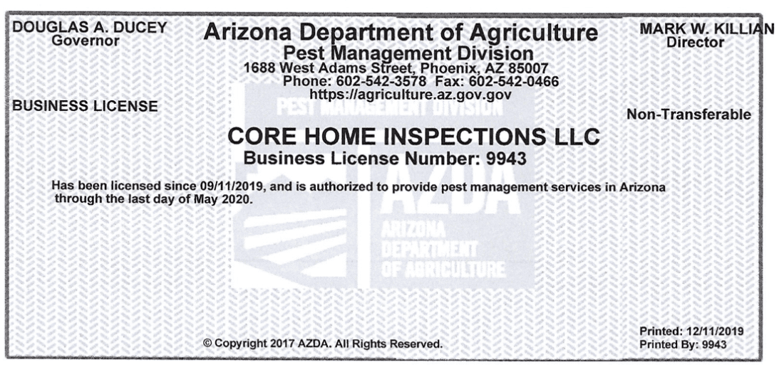 Termite Control AZ Core Inspections